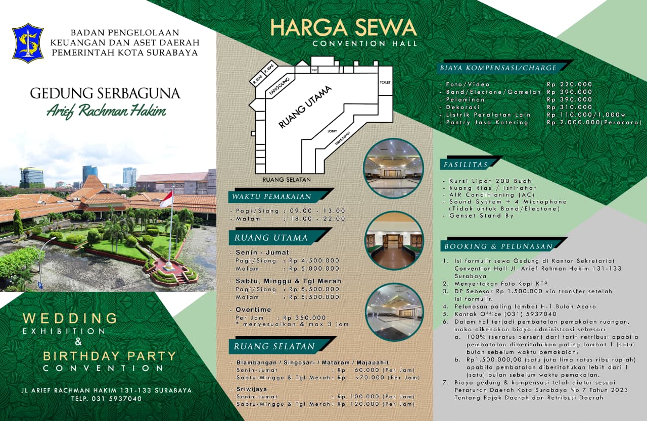 Brosur harga sewa Arif Rahman Hakim Convention Hall