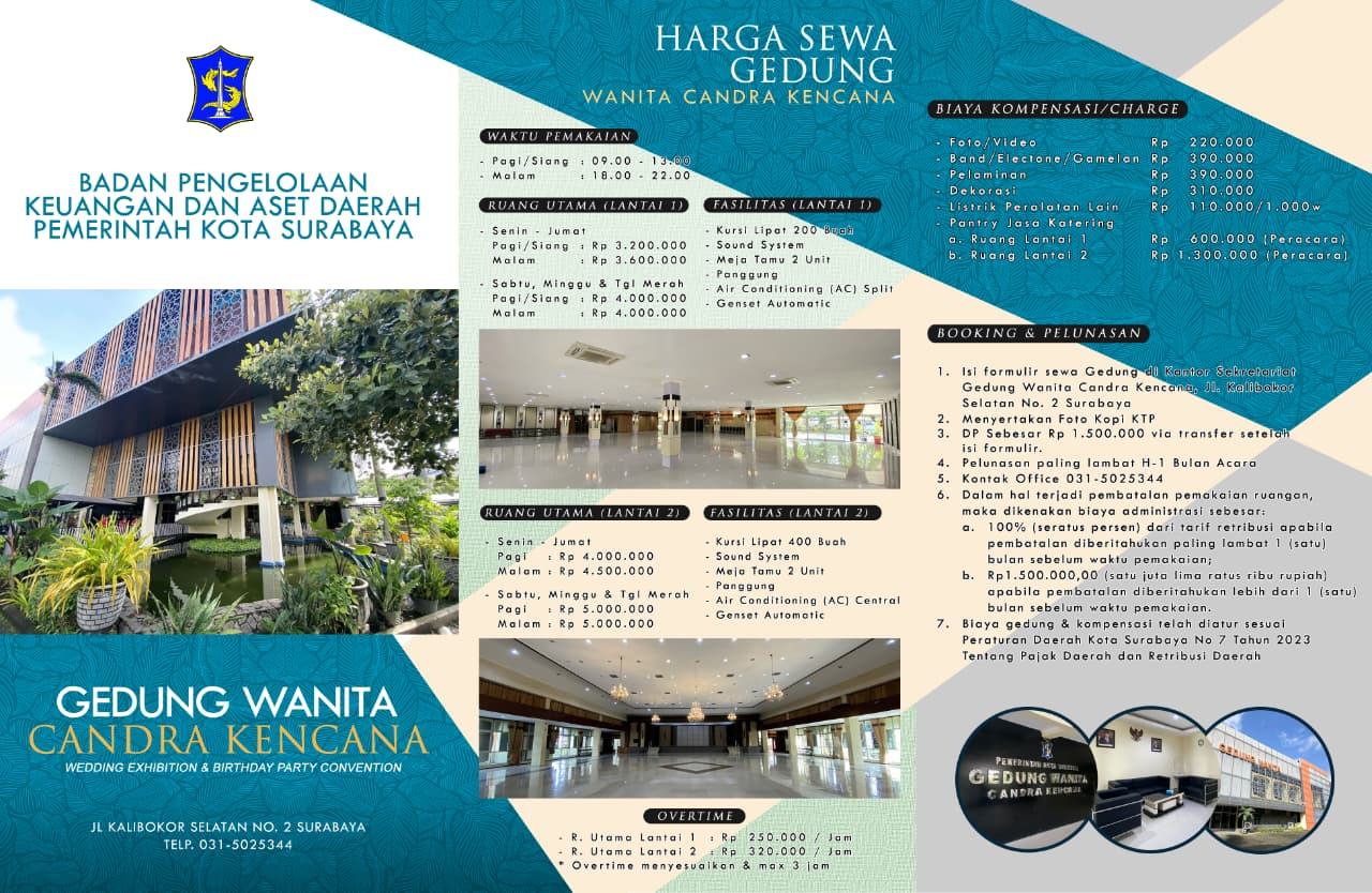 Brosur harga sewa Gedung Wanita Candra Kencana